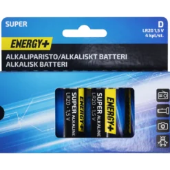 Alkaliparisto Super, D, 4 kpl