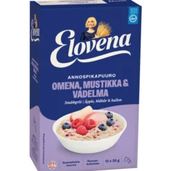 Annospikapuuro Elovena 12 kpl 420 g omena-mustikka-vadelma