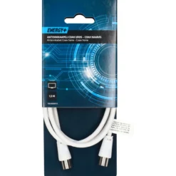 Antennikaapeli Energy+ Coax uros - Coax naaras 1,5 m, valkoinen