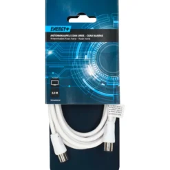Antennikaapeli Energy+ Coax uros - Coax naaras 3 m, valkoinen