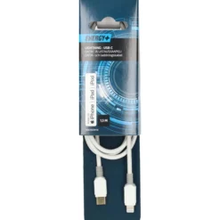 Data/latauskaapeli Energy+ Apple Lightning uros - USB C uros 1,5 m, valkoinen