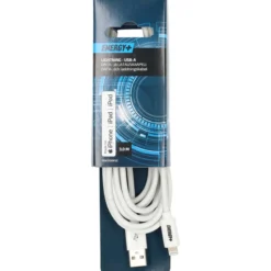 Data- & latauskaapeli Energy+ Apple Lightning uros - USB A uros 3 m, valkoinen