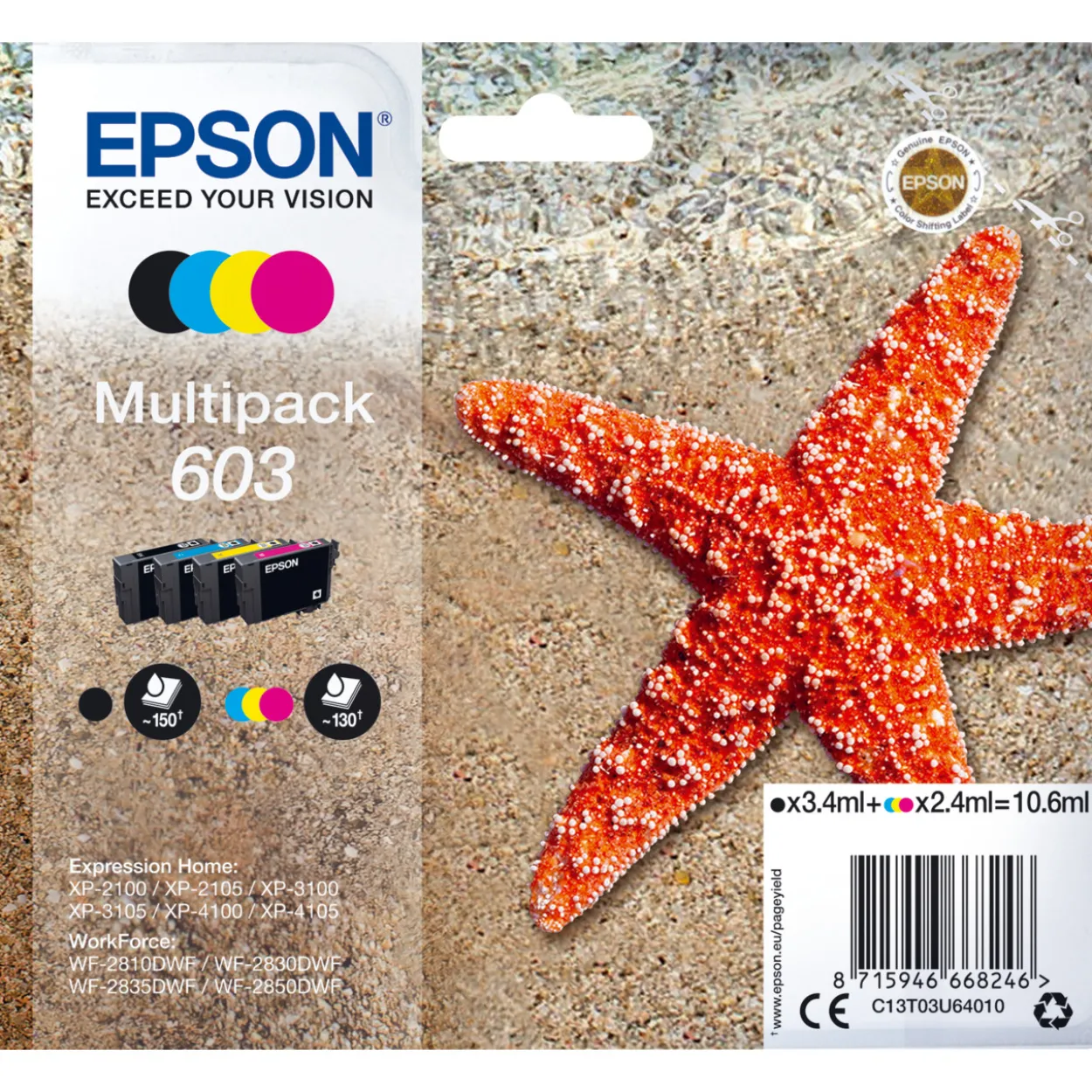 Epson Starfish Multipack603, 4 värin pakkaus, yht. 10,6 ml