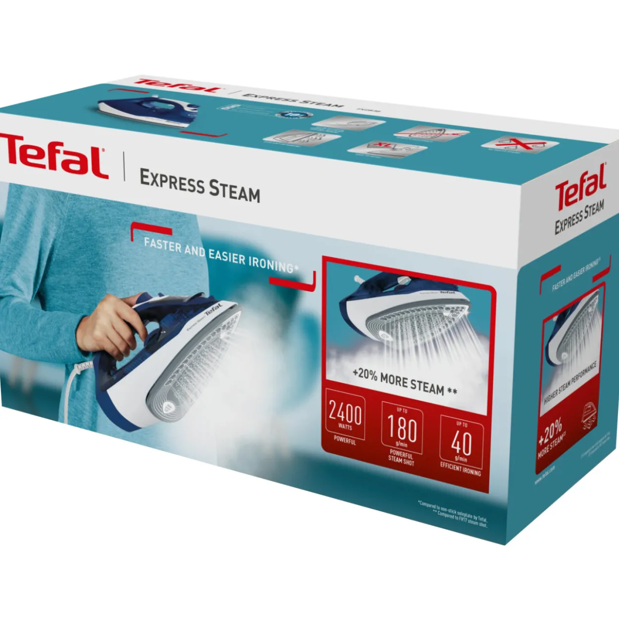 Höyrysilitysrauta Tefal FV2838E0, sininen