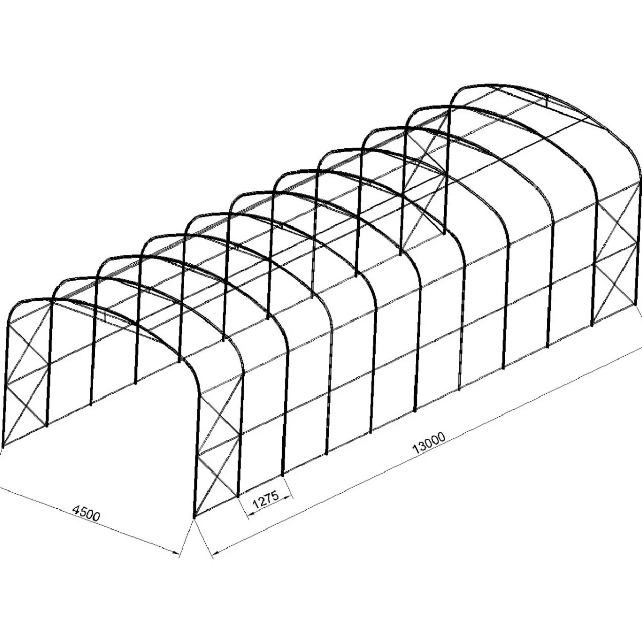 Kaaritalli Prohall 4,5 x 13 m, harmaa