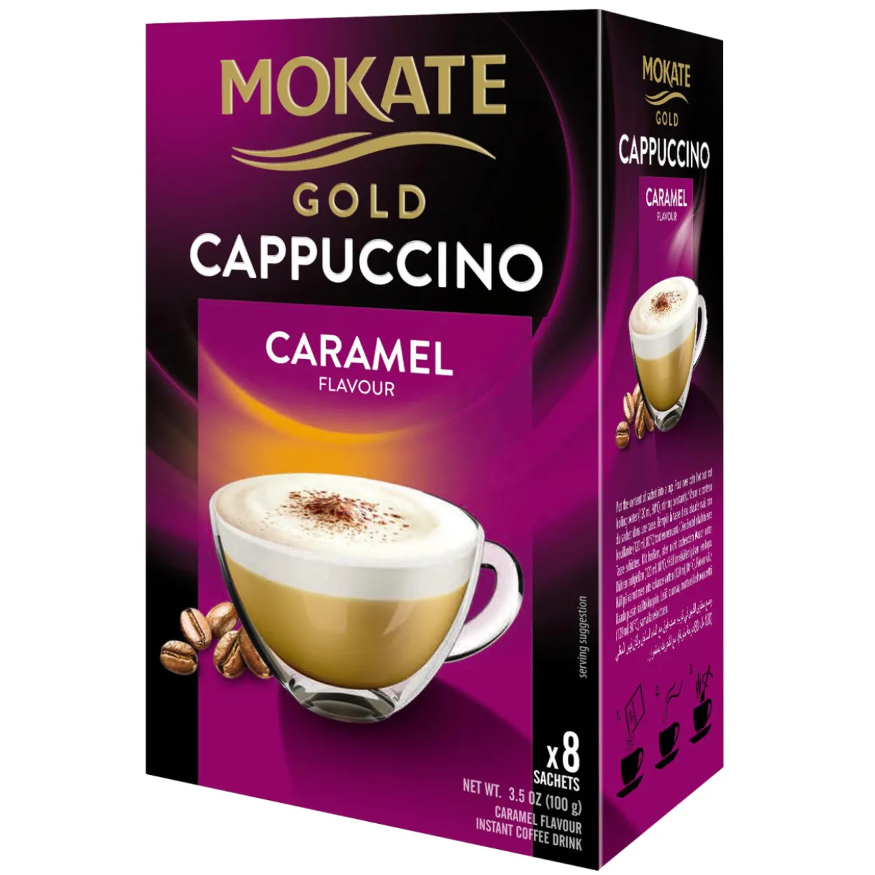 Kahvijuomajauhe Mokate Cappuccino Gold 8 kpl Caramel