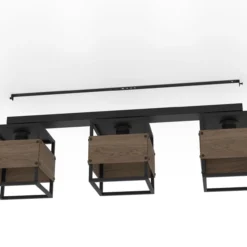 Kattovalaisin 3-os EGLO Evesham 3x40W 87,5x19,5cm musta/tummanruskea puu