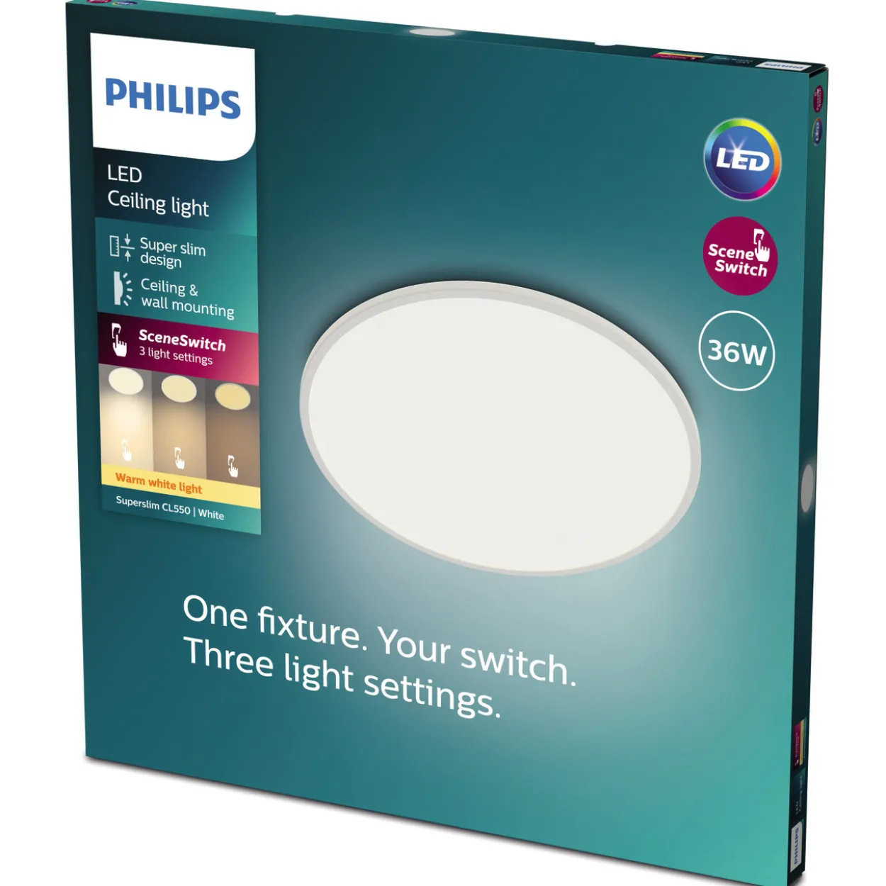 Kattovalaisin Philips Superslim CL550 SS RD 36W 27K W WV 06