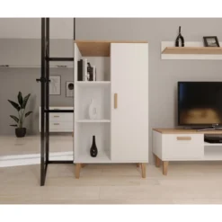 Kirjahylly Kocot 120 cm Denver valkoinen/beige