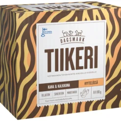 Kissanruoka Dagsmark 8 x 80 g Tiikeri kana-kalkkuna hyytelössä