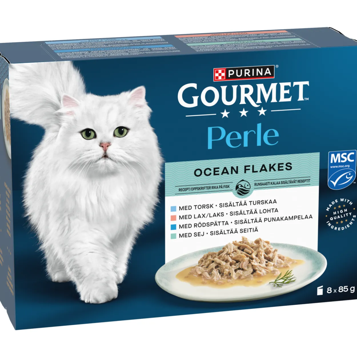 Kissanruoka Gourmet Perle 8 x 85 g Mixed Ocean Flakes