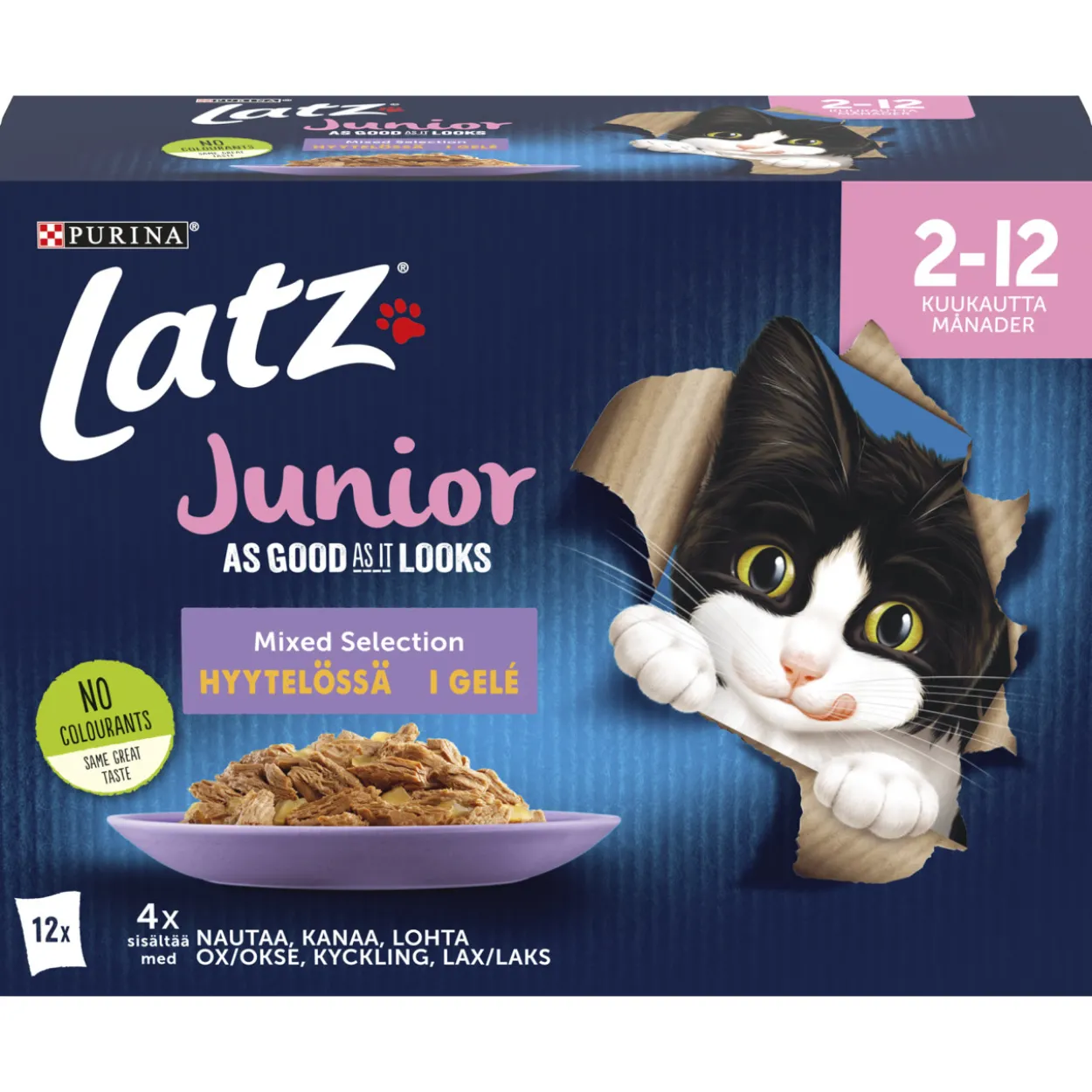 Kissanruoka Latz 12 x 85 g Agail Junior Mixed hyytelössä