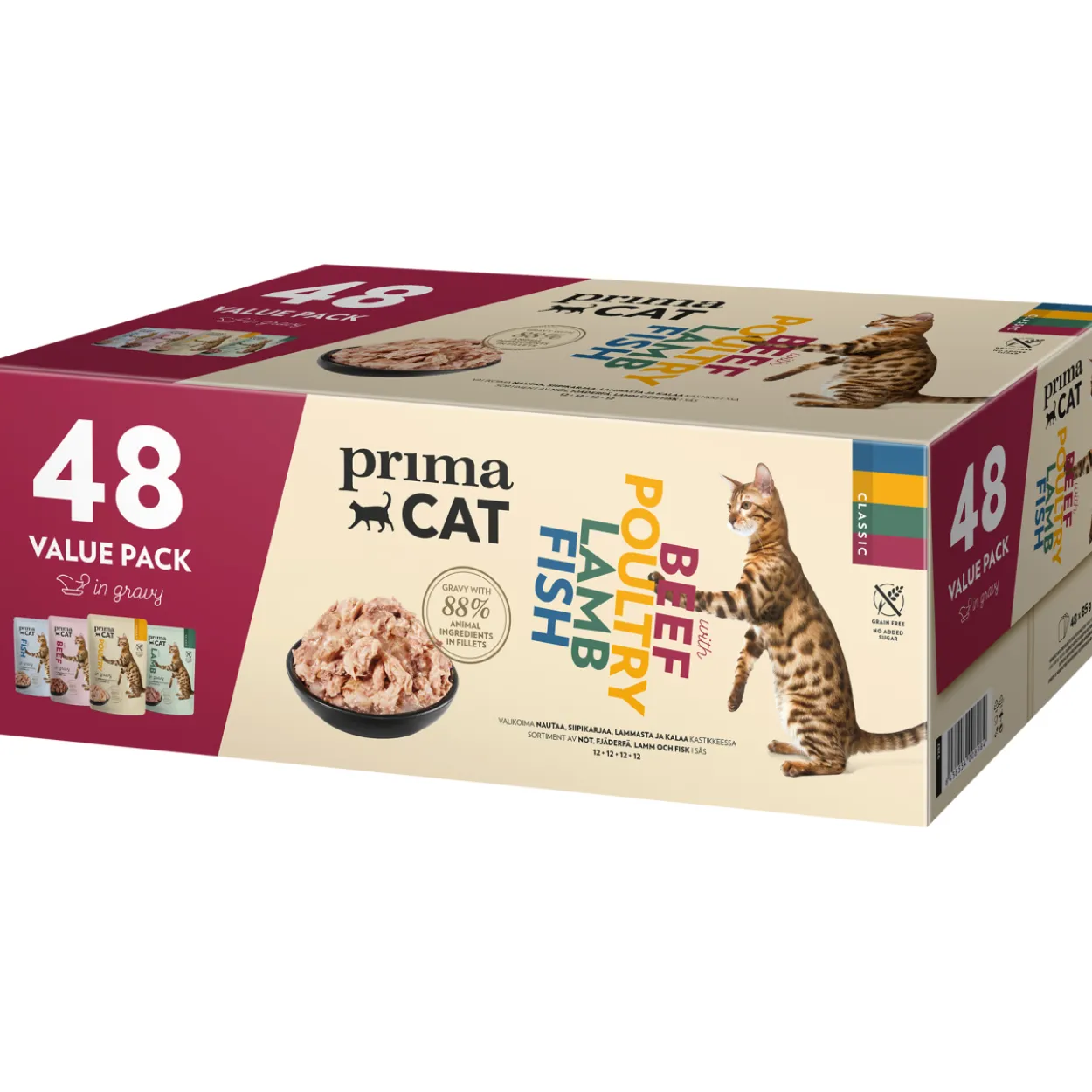 Kissanruoka PrimaCat Classic 48 x 85 g valuepack kastikelajitelma