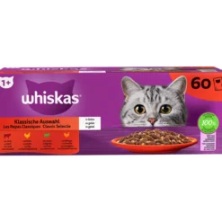 Kissanruoka Whiskas 60 x 85 g 1+ Perinteiset Ateriat Hyytelössä