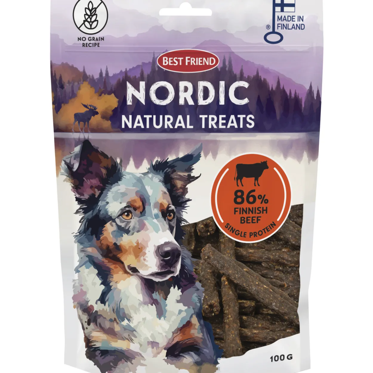 Koiran herkku Best Friend 100 g Nordic Natural Treats härkä