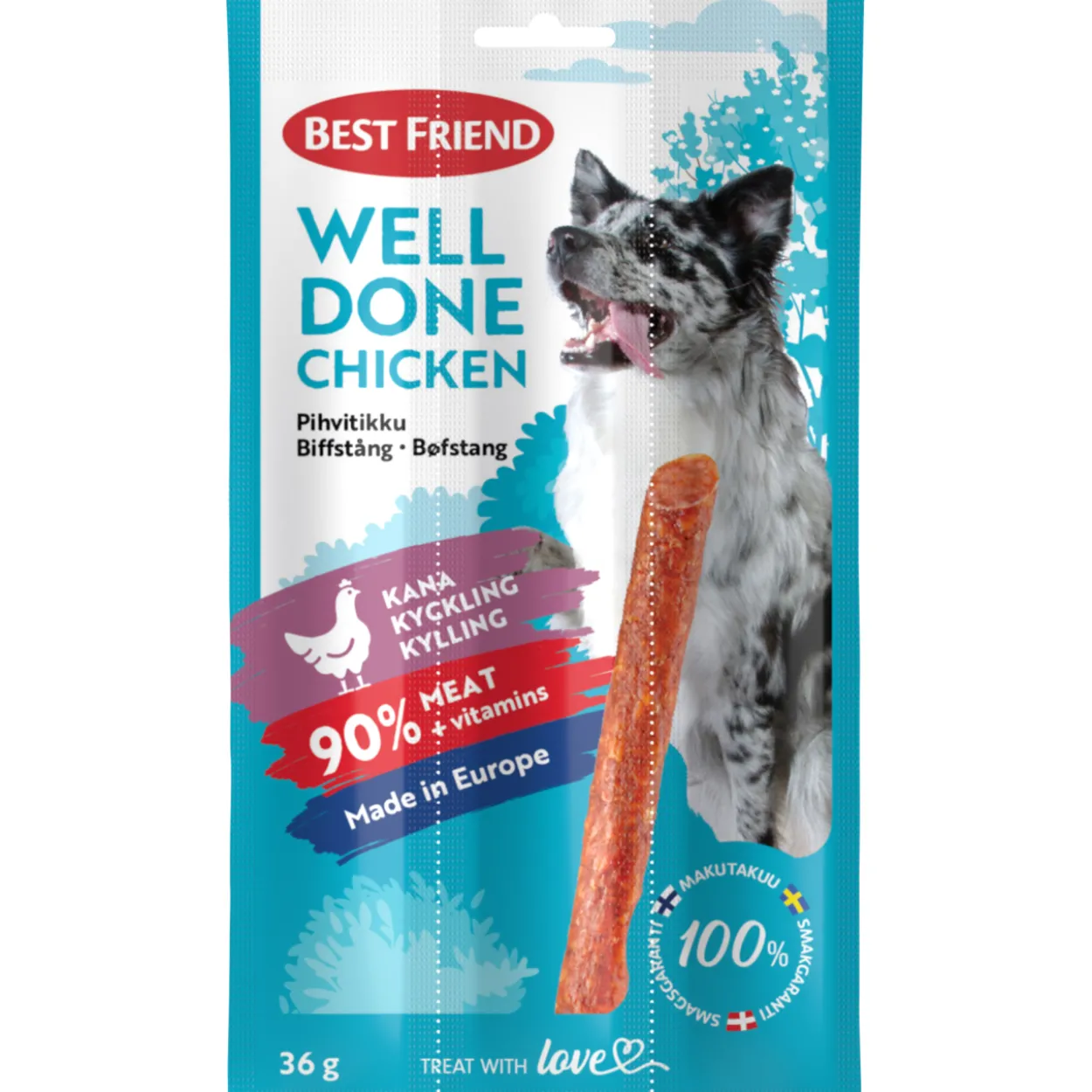 Koiran herkku Best Friend 36 g Welldone kanapihvitikku 3-pack