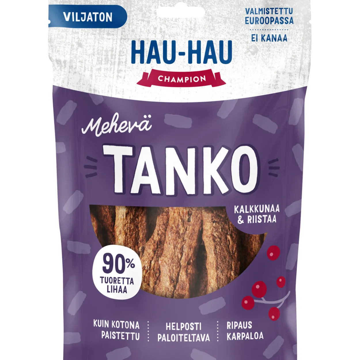 Koiran herkku Hau-Hau 140 g Mehevä Tanko kalkkunaa & riistaa