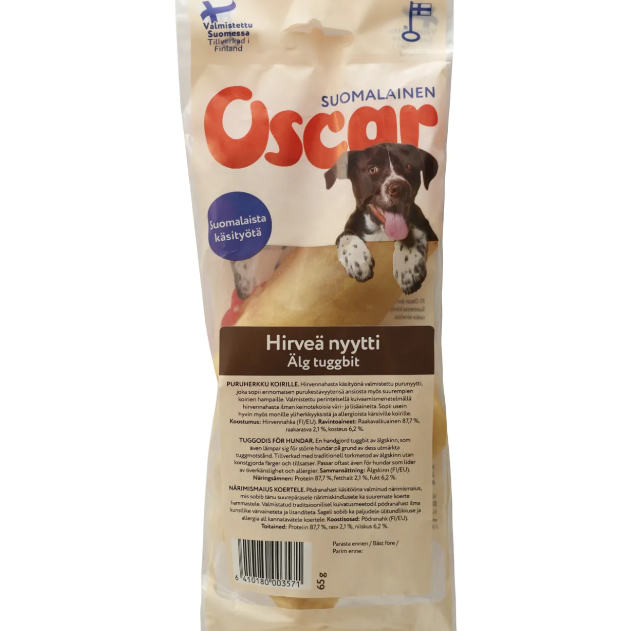Koiran puruherkku Oscar 2 kpl 65 g Hirveä nyytti