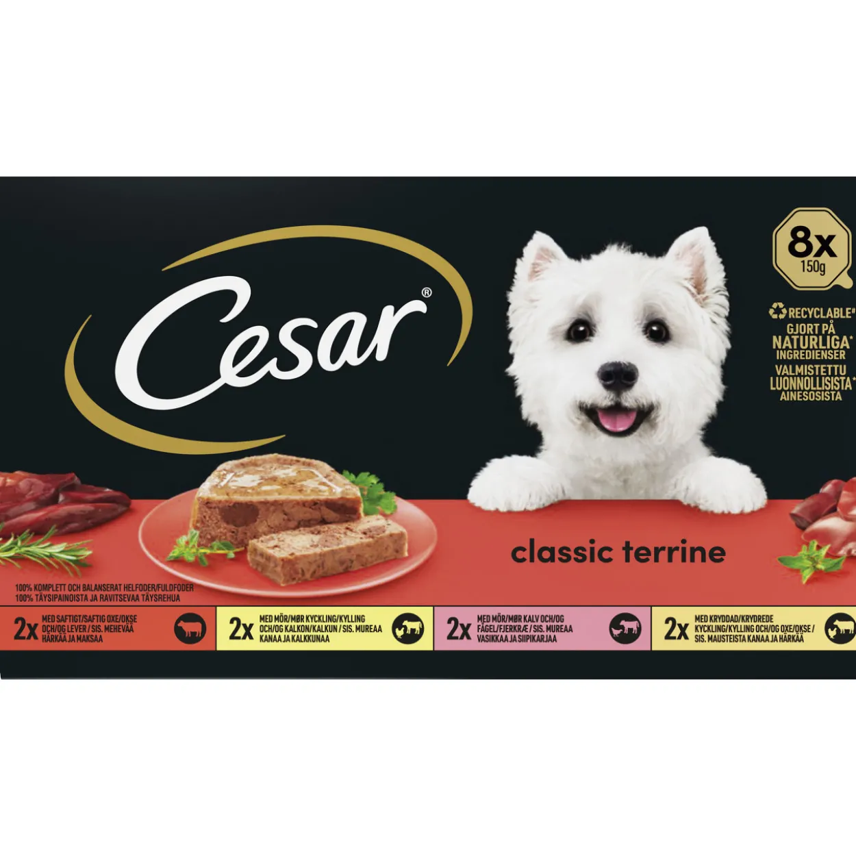 Koiranruoka Cesar 8 x 150 g Classics Selection mureke