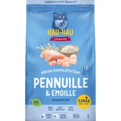 Koiranruoka Hau-Hau Champion 12 kg pennuille & emoille kana