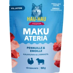 Koiranruoka Hau-Hau 150 g Makuateria Pennuille ja emoille, kalkkuna & lammas