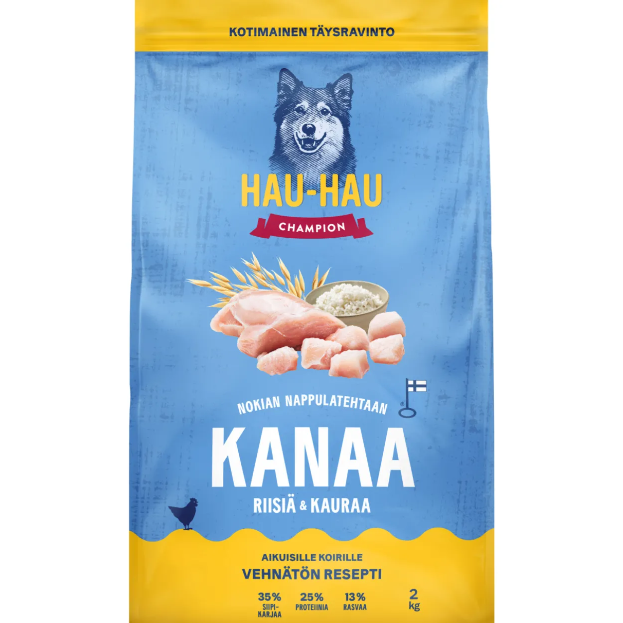 Koiranruoka Hau-Hau 2 kg kanaa, riisiä & kauraa