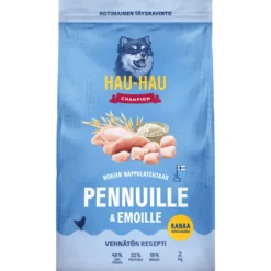 Koiranruoka Hau-Hau 2 kg pennuille ja emoille, kanaa, riisiä & kauraa
