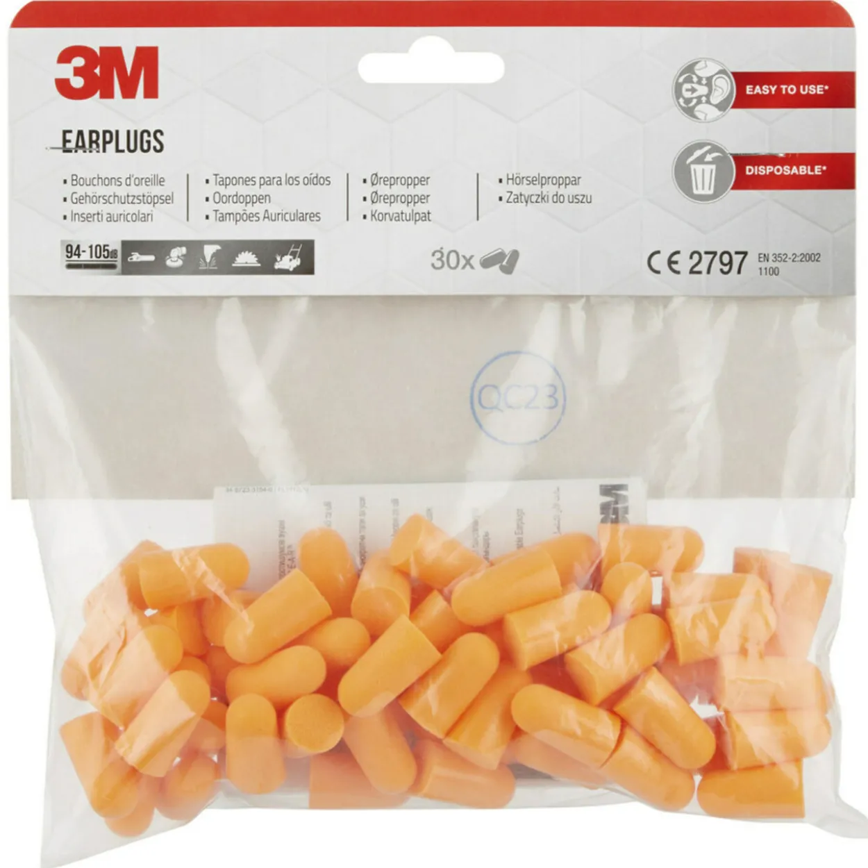 Korvatulpat 3M 1100, 30 kpl (94–105 dB)