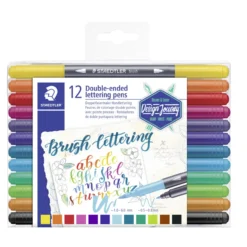 Kuitukärkikynä 12 kpl kaksipäinen brush letter duo