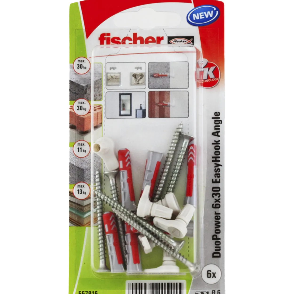Kulmakoukku Fischer DuoPower 6x30 EasyHook, 6 kpl