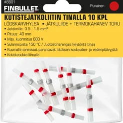 Kutistejatkoliitin tinalla punainen 0.5 - 1.0 mm² johdoille 10 kpl