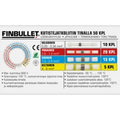 Kutistejatkoliitin tinalla 50 kpl valikoima