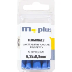 Laattaliitin eristetty 6,35 x 0,8 mm sininen, 10 kpl