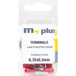 Laattapistoke 6,35 x 0,8 mm punainen, 10 kpl
