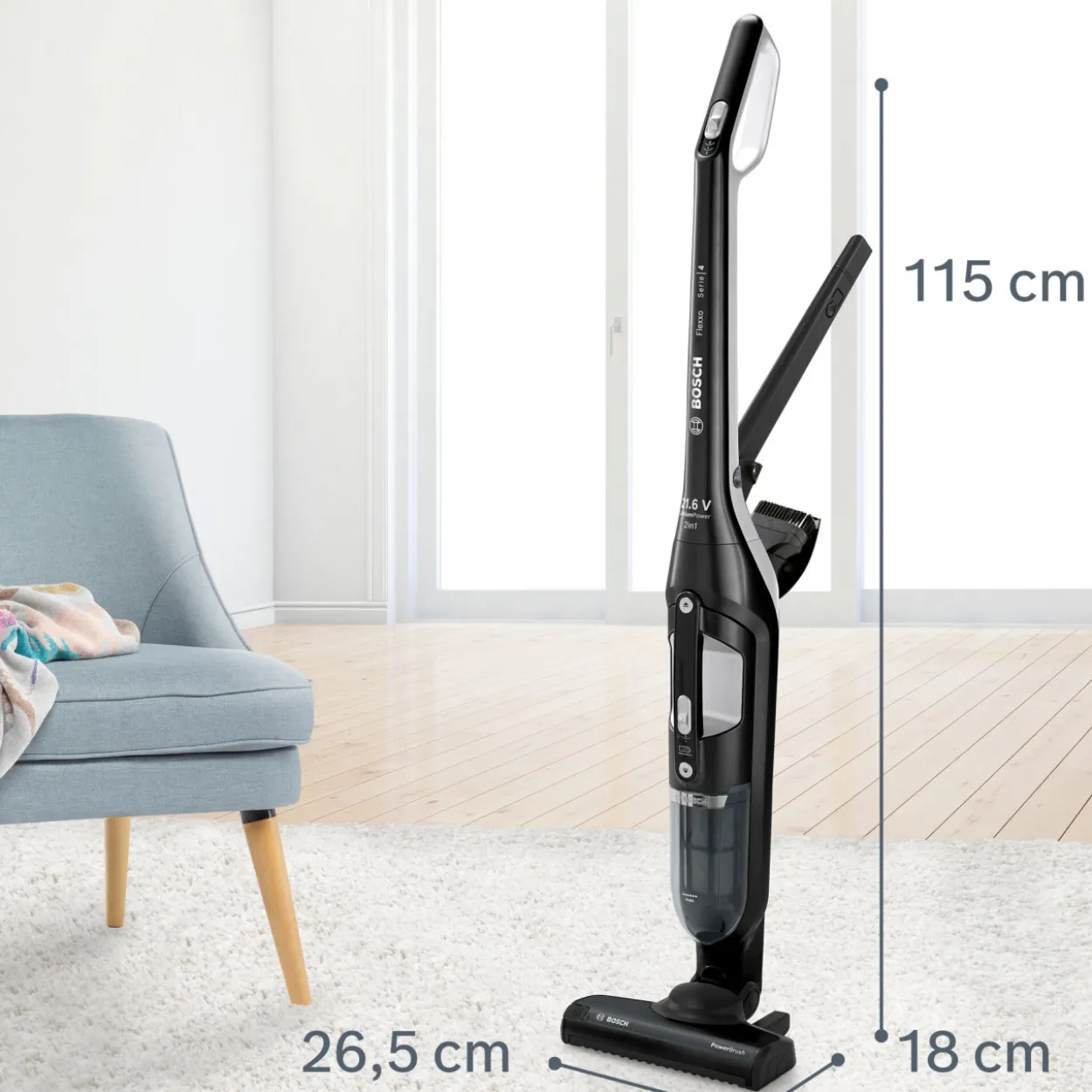 Ladattava pölynimuri Bosch Series 4 Flexxo, musta