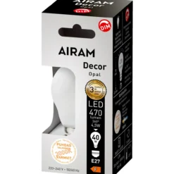 LED-lamppu Airam DECFG P45 830 470lm E27 DIM OP