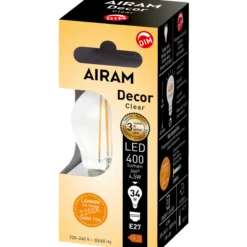 LED-lamppu Airam DECFG P45 822 400lm E27 FIL DIM