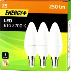 LED-lamppu 250 lm C35 E14 3 kpl