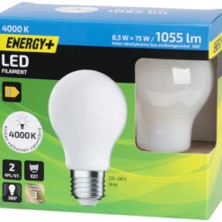 LED-lamppu 1055 lm 4000 K A60 E27, 2 kpl