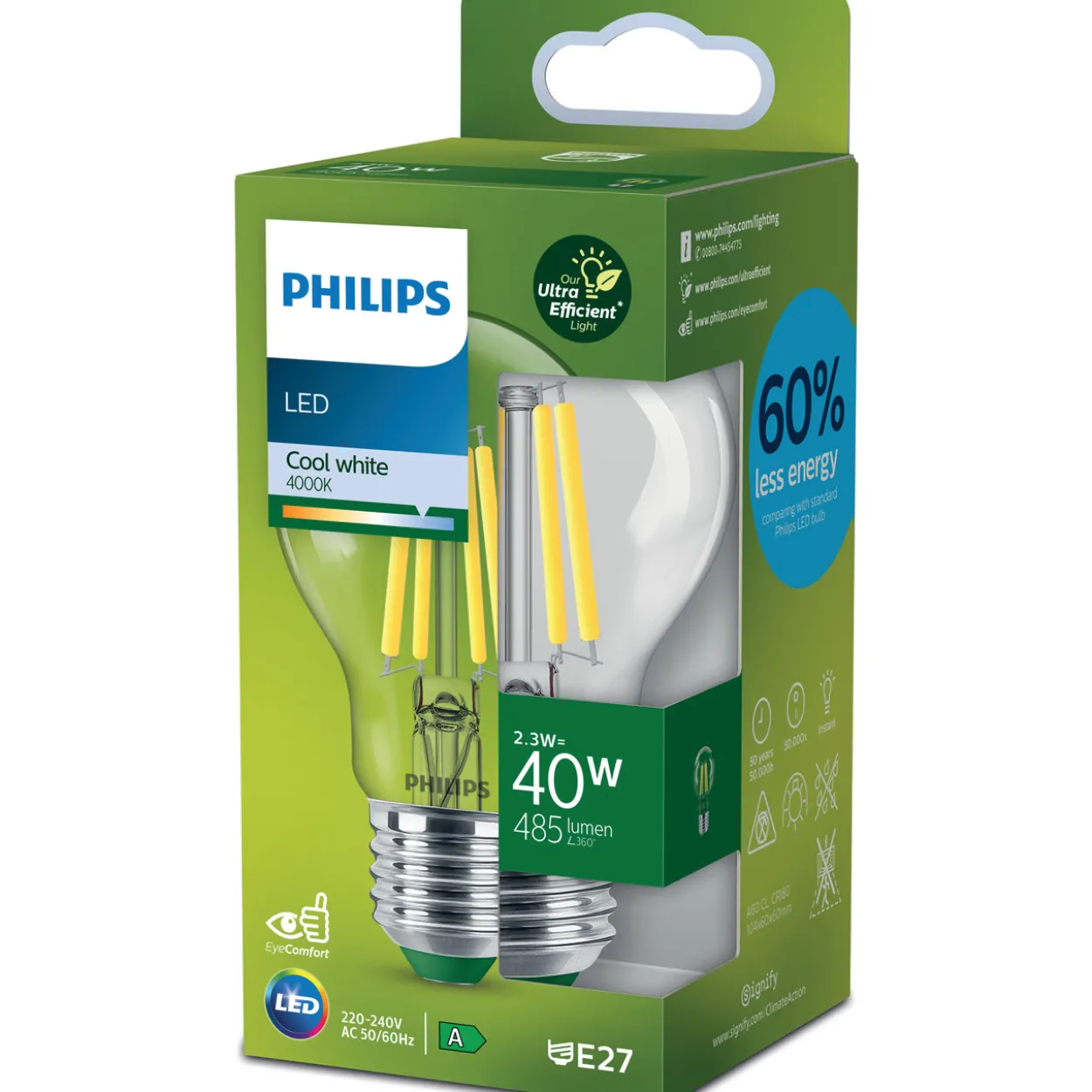 LED-lamppu Philips Ultra Efficient 40 W E27 4000 K