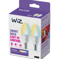 LED-älylamppu Wiz 2PK WHITE 2700-6500K 470lm Wi-Fi C37 E14