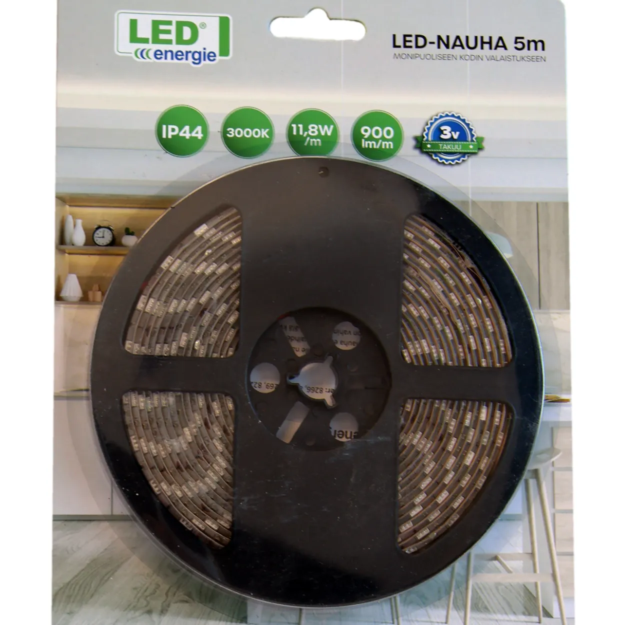 LED-nauha Led Energie 12V IP44 11,8W/m 900lm/m 3000K 5m