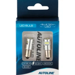 LED-polttimopari Autoline BA9S 6000K Power Can Blue Tech