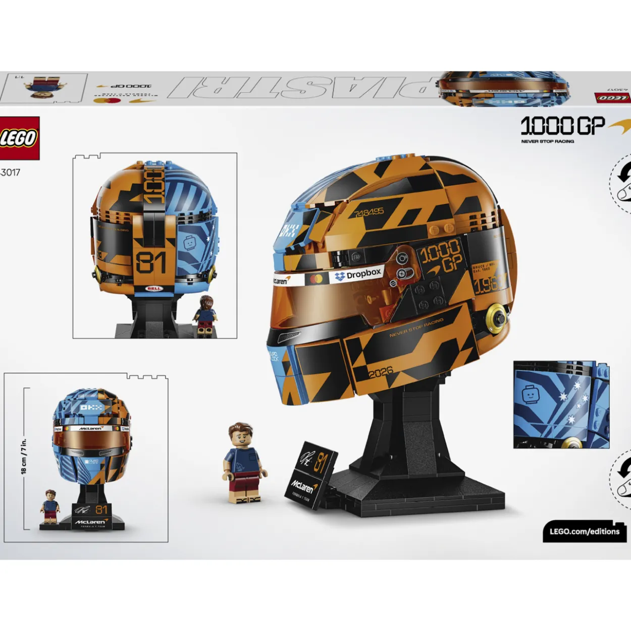 LEGO Editions Vehicles 43017 McLaren Mastercard F1® Team ‑kypärä – Oscar Piastri