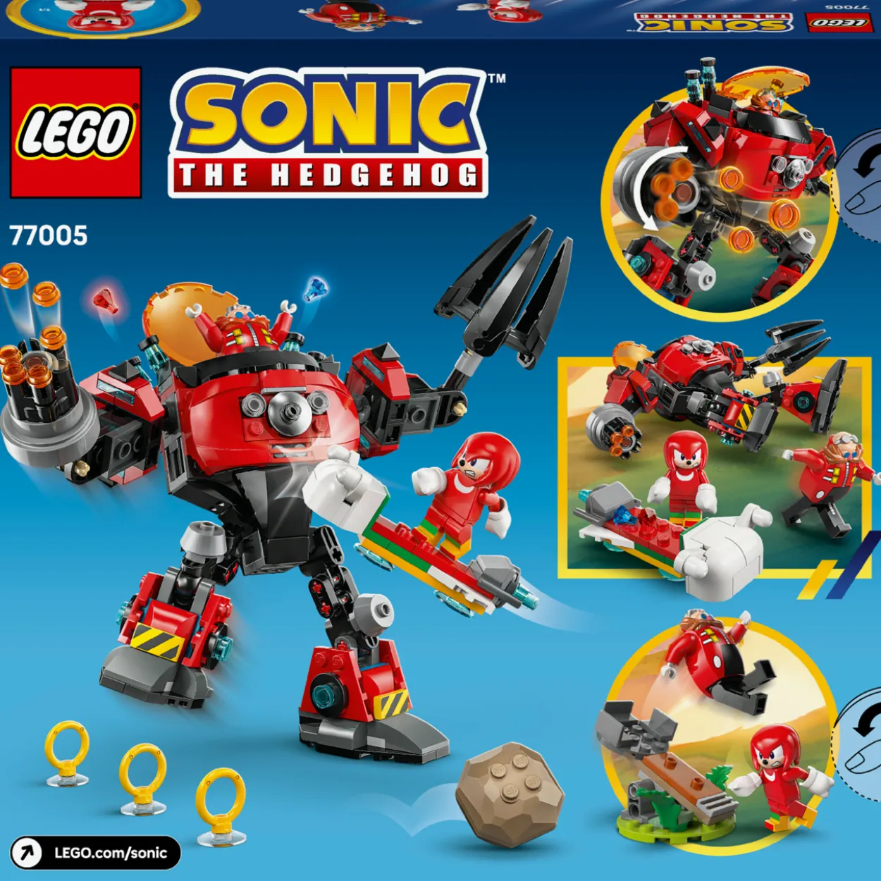 LEGO Sonic 77005 Knuckles vastaan Dr. Eggman ja Egg Crusher ‑robotti