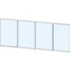 Liukulasiovi 4-os aukkoon 3800 x 1100 mm, puolikorkea, valkoinen profiili