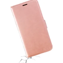 Lompakkolaukku Mobia iPhone 15 ruusukulta