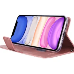 Lompakkolaukku Mobia iPhone 15 ruusukulta
