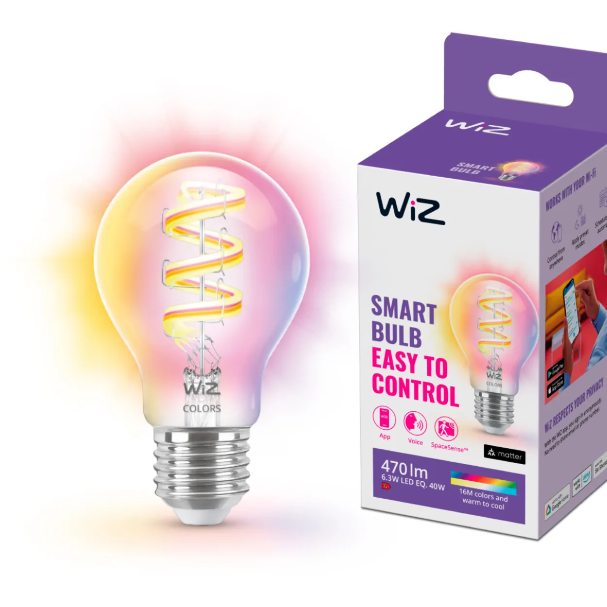 Älylamppu WiZ full color filamentti 40 W E27 RGB