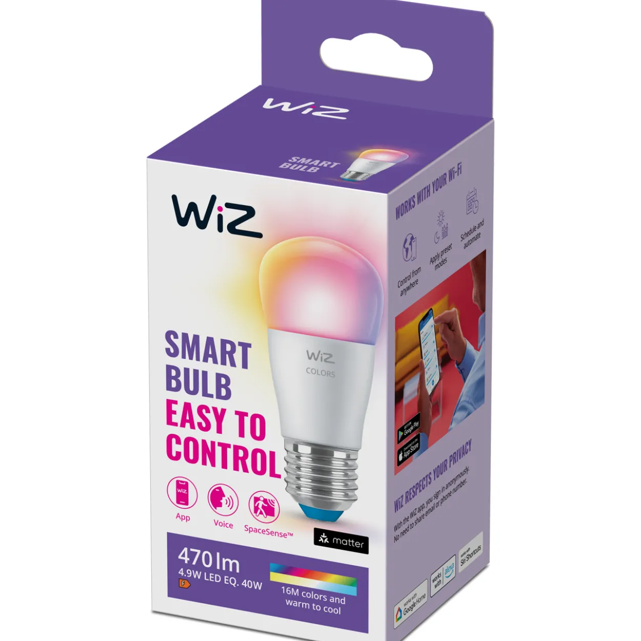Älylamppu WiZ 40 W P45 E27 RGB